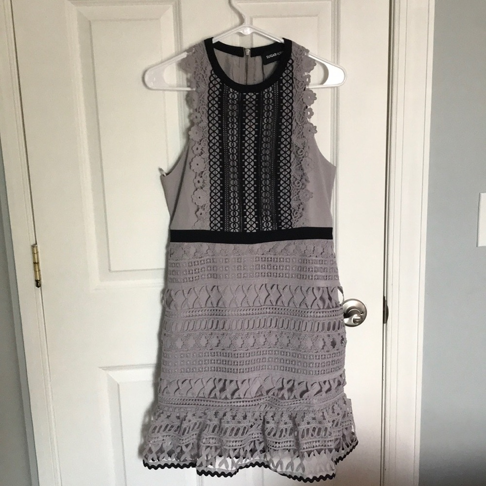 New Sugar Lips Sabrette mixed lace trim dress